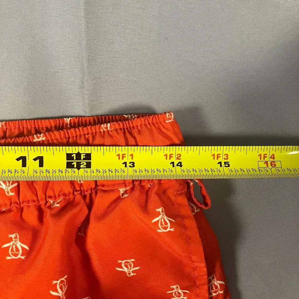 Original Penguin Swim Trunks Boys Medium‎ Red White Penguin Logo Print Board Sho